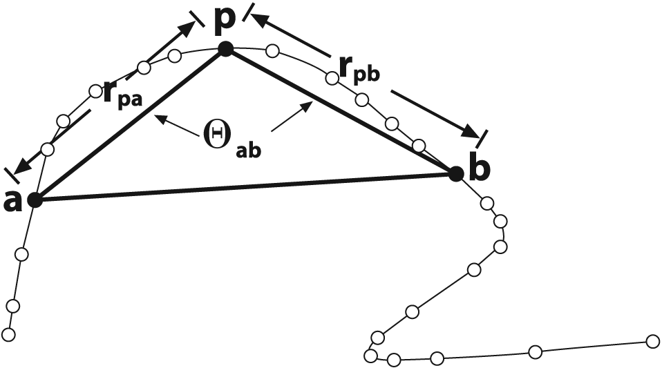 The IPAN algorithm uses triangle abp to characterize point p