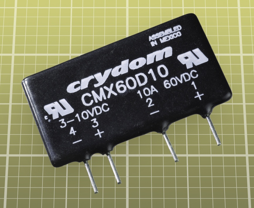 A solid-state relay capable of switching up to 10A. Its lower internal resistance results in less waste heat and enables a smaller package. See text for a detailed description.