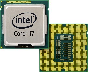 The top and bottom of an Intel Core i7 CPU.