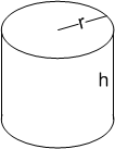 A cylinder with radius r and height h