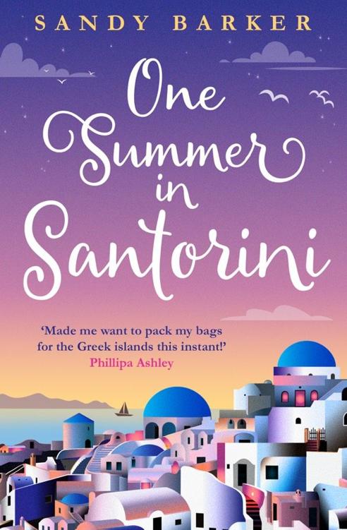 The book cover of One Summer in Santorini by Sandy Barker