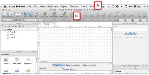 The Axure workspace