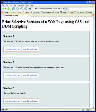 The finished prototype page, with refinements made