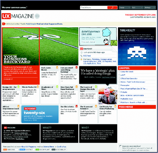 The UX Magazine website layout optimized for a maximized browser window at 1024768