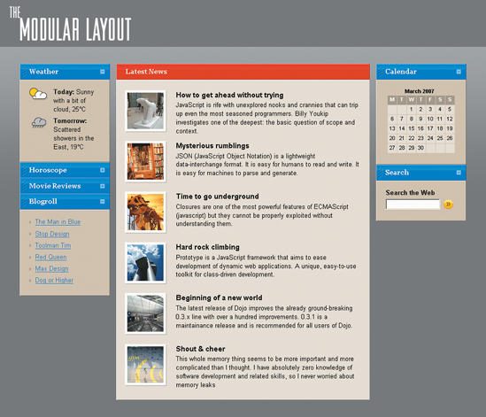 A user-defined view of the modular layout example