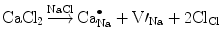 
$$ {\rm {CaC}}{{\rm {l}}_{{2}}}\mathop{ \longrightarrow
}\limits^{\rm{NaCl}} {\rm {Ca}}_{\rm{Na}}^{ \bullet } + {{{\rm
{V}\prime_{\rm{Na}}}}} + 2{\rm {C}}{{\rm {l}}_{\rm{Cl}}}
$$
