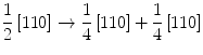 
$$ \frac{1}{2}\left[ {110} \right] \to \frac{1}{4}\left[ {110} \right] + \frac{1}{4}\left[ {110} \right] $$
