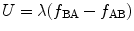 
$$ {{U}} = \lambda ({{{f}}_{\rm{BA}}} - {{{f}}_{\rm{AB}}}) $$
