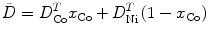 
$$ \tilde{D} = {{D}}_{\rm {Co}}^{T}{{{x}}_{\rm {Co}}} + {{D}}_{\rm  {Ni}}^{T}\left( {1 - {x_{\rm {Co}}}} \right) $$
