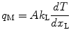 
$$ {q_{\rm{M}}} = A{k_{\rm{L}}}\frac{{{{d}}T}}{{{{d}}{x_{\rm{L}}}}} $$
