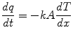 
$$ \frac{{{{d}}q}}{{{{d}}t}} = - kA\frac{{{{d}}T}}{{{{d}}x}} $$
