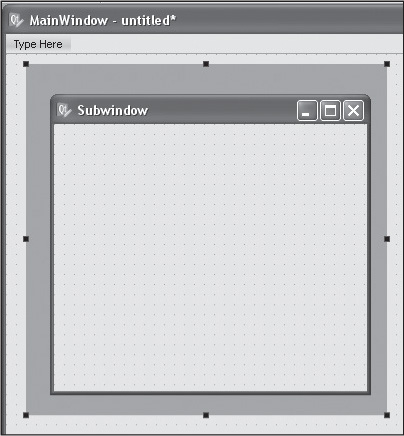 The MdiArea widget with a subwindow.