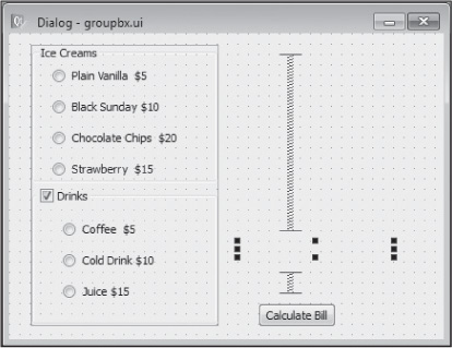 The widgets arranged in vertical layout.