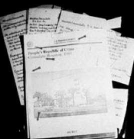 Anne Pollard’s handwritten notes transcribed from documents pertaining to China —NIS UNCLASSIFIED EVIDENCE PHOTO