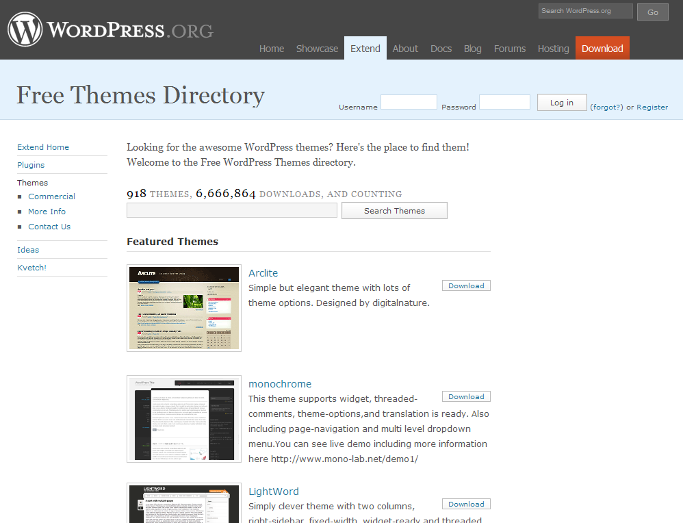 Thousands of free themes are available on the WordPress site.