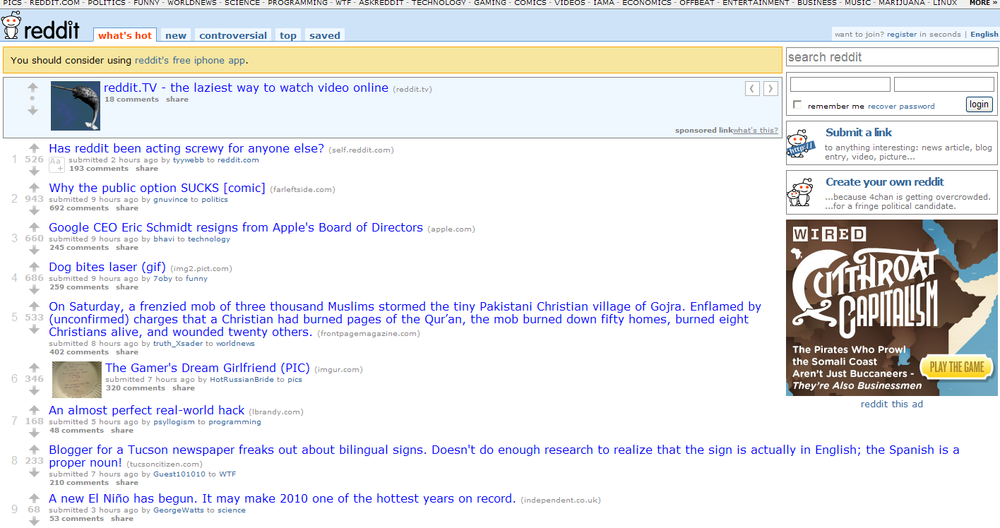 Reddit is another popular social news site.