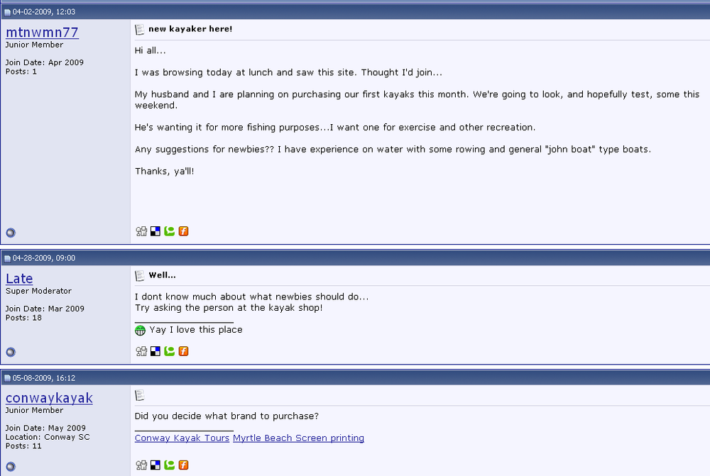 In this example, a forum user is asking for advice. Marketers should be all over this kind of post.