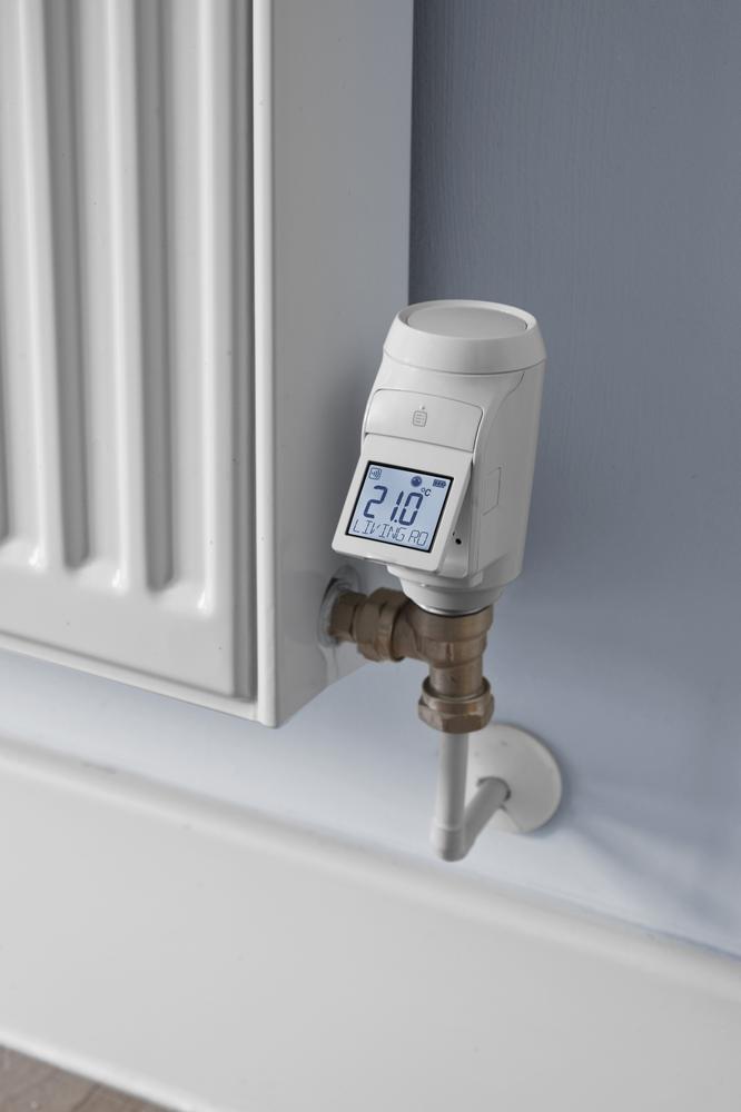 The Honeywell evohome connected radiator valve has a basic LCD screen (image: Honeywell Environmental Controls)