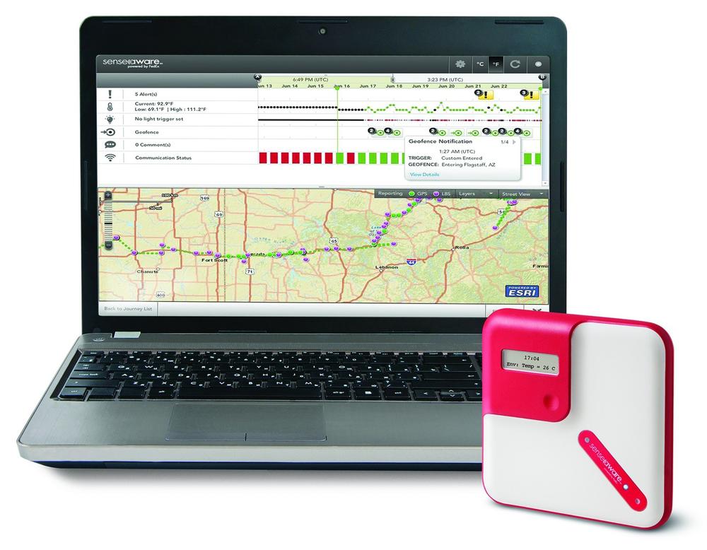 FedEx SenseAware sensor and web app (image: FedEx)
