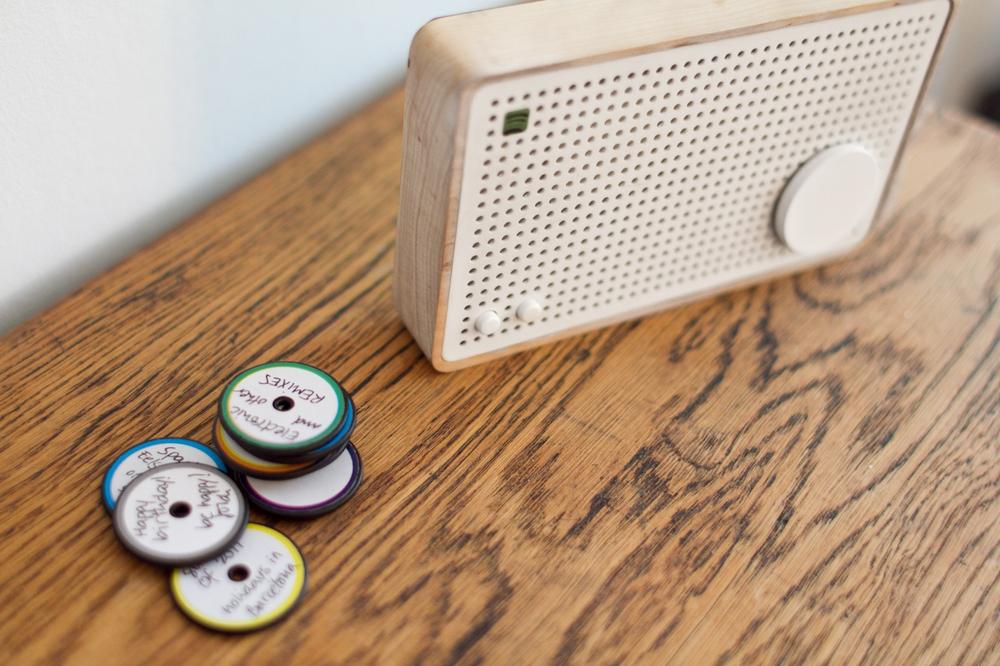 Jordi Parra’s Spotify Box with a playlist token attached to the “play” spot (image: Jordi Parra)