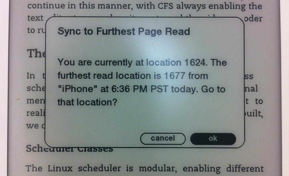 Kindle Whispersync UI dialog (image: Kei Noguchi)