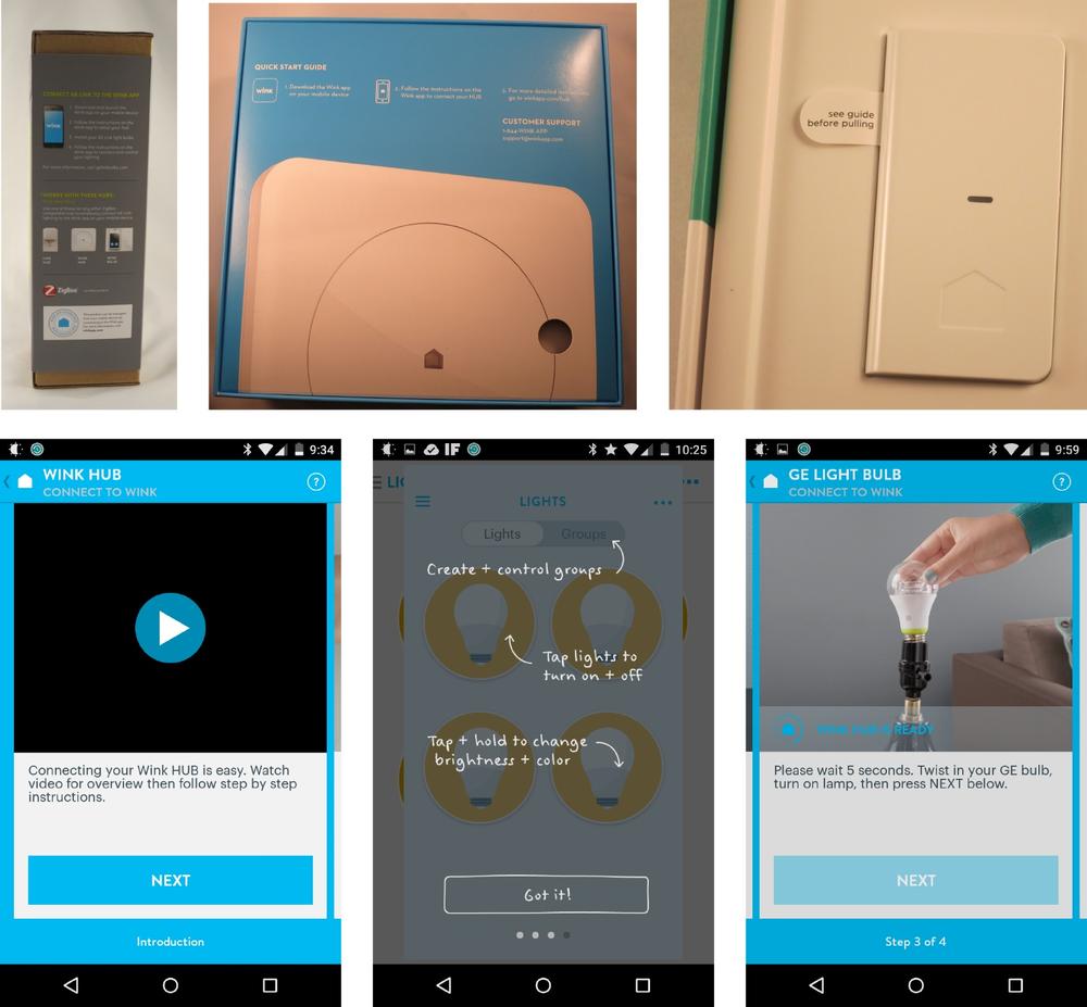Product instructions, like those for Wink, can be spread across packaging, apps, and any connected devices that have screens