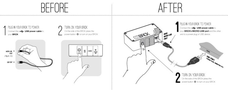 Before-and-after visual of the first setup steps