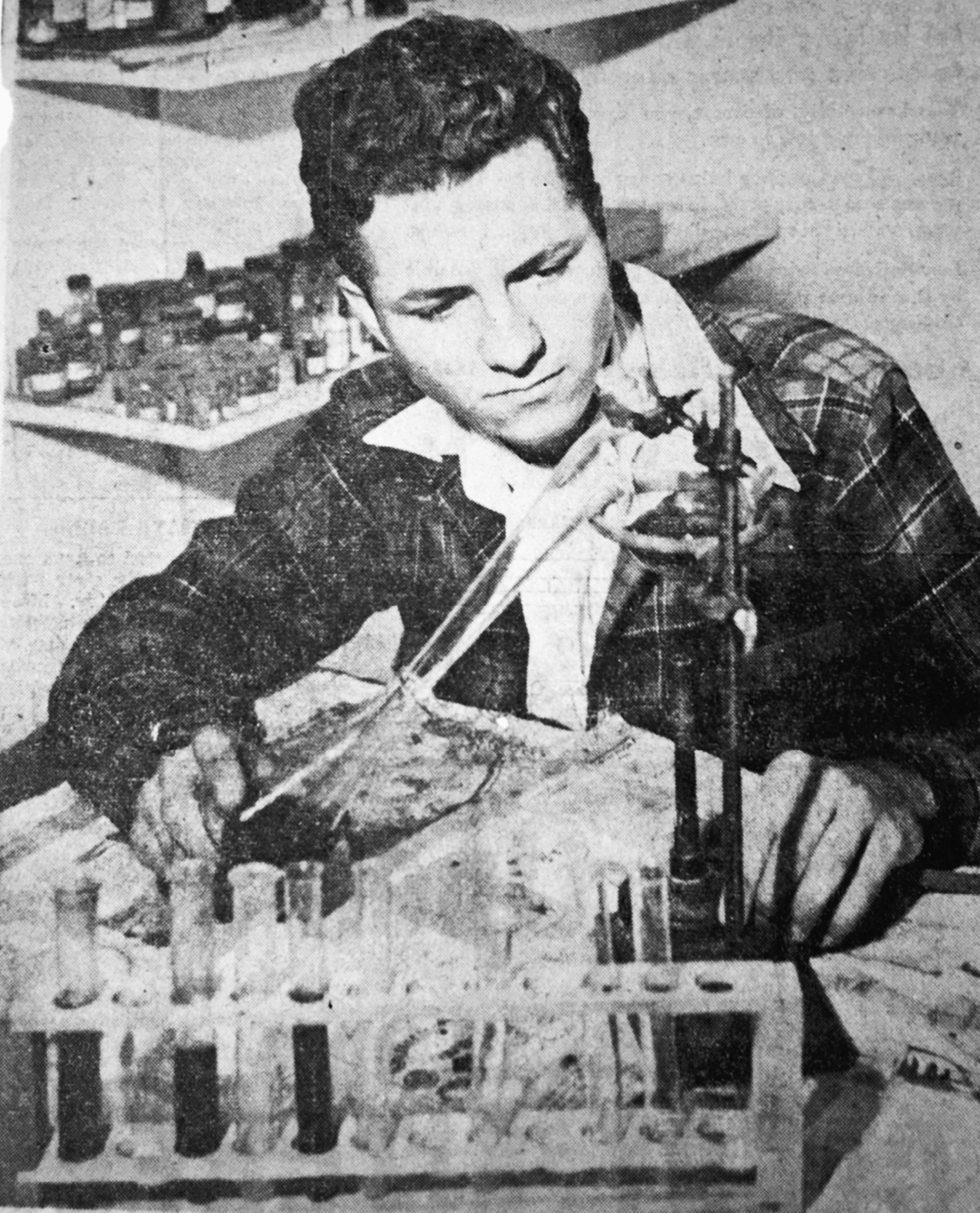 The author with lab equipment. This photo was taken in Lomita, a town in Southern California where he lived and attended Narbonne High School.