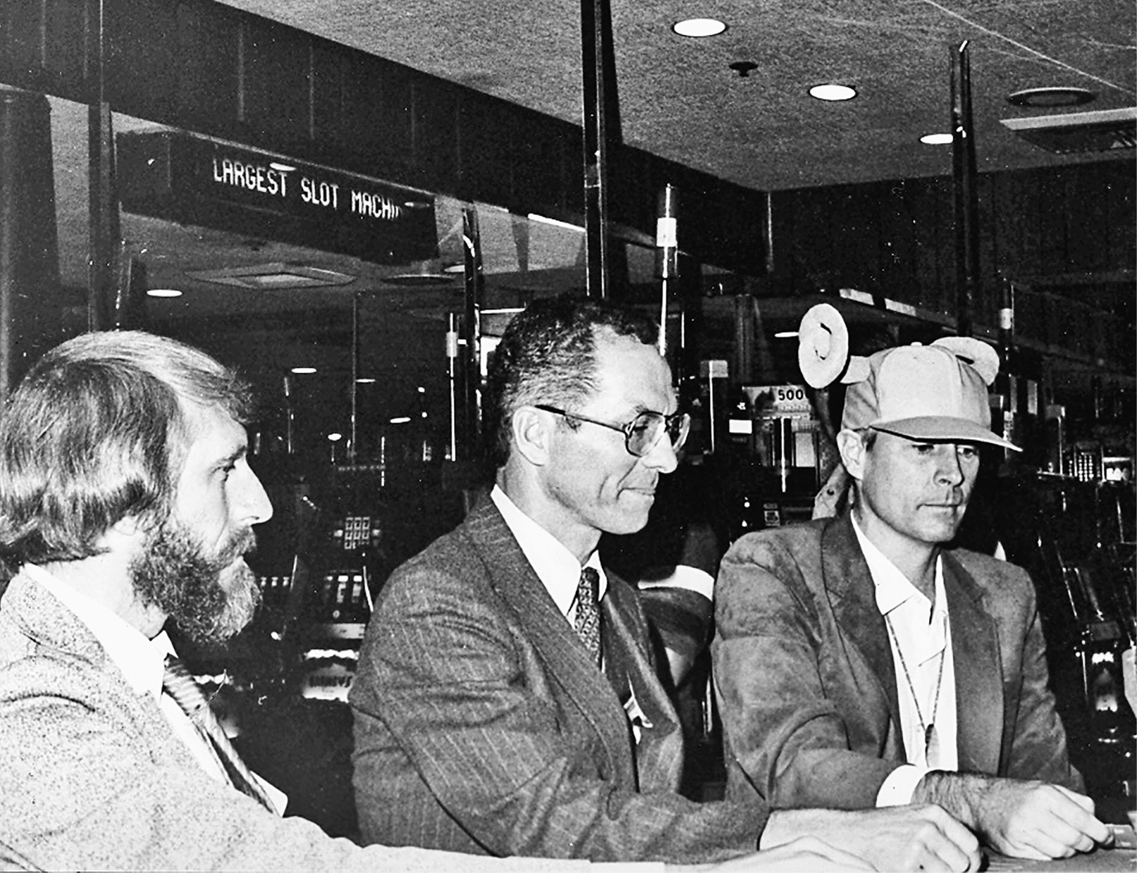 Playing blackjack at Lake Tahoe, Nevada, 1981, with Stanford Wong (left) and Peter Griffin (right).