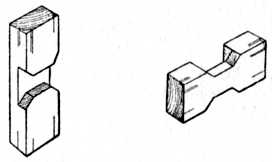 Figs. 49 and 50.—Separate pieces of Halved Moulded Joint.