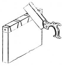 Fig. 281.—Sawing the Drawer Side.