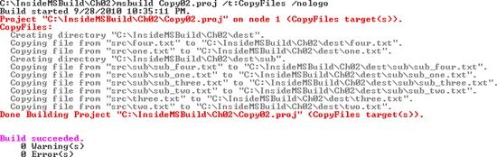 Result of the CopyFiles task for Copy02.proj
