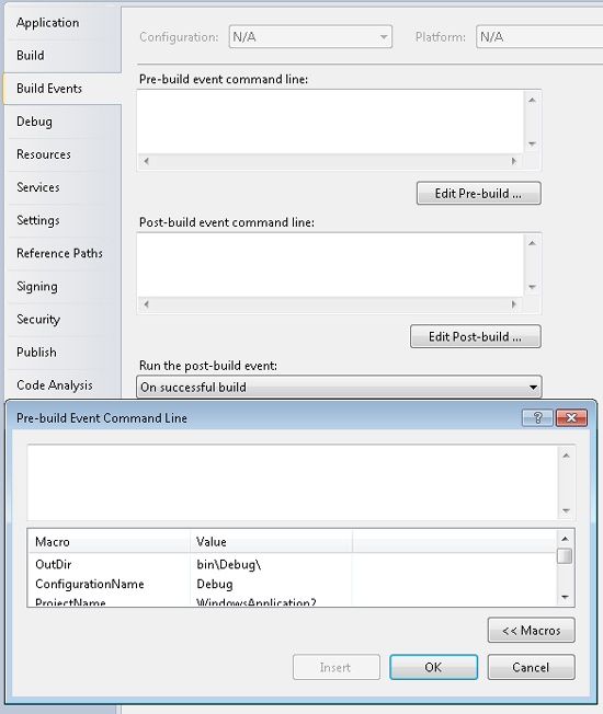 Build events in Visual Studio