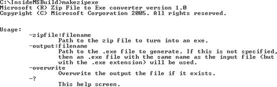 MakeZipExe.exe usage
