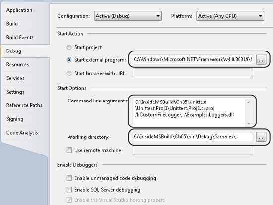 Debug settings for CustomFileLogger