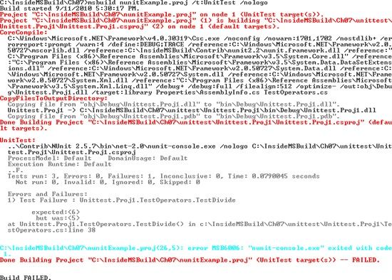 NUnitExample.proj failing result
