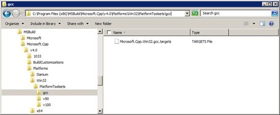 Location of Microsoft.Cpp.Win32.gcc.targets