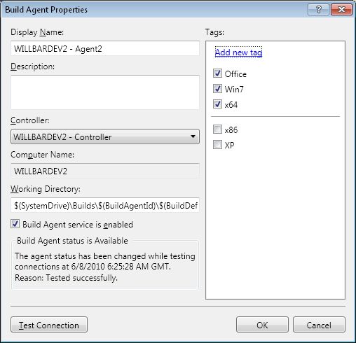 Build Agent Properties dialog