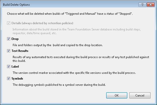 Build Delete Options dialog