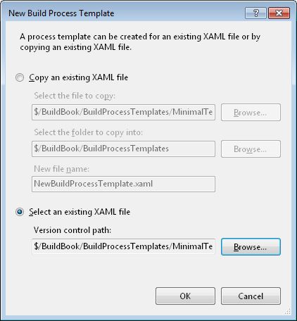 Selecting an existing process template