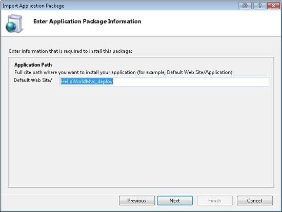 Input Application Package Information dialog