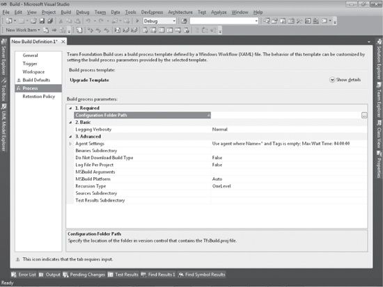 Upgrade template process parameters