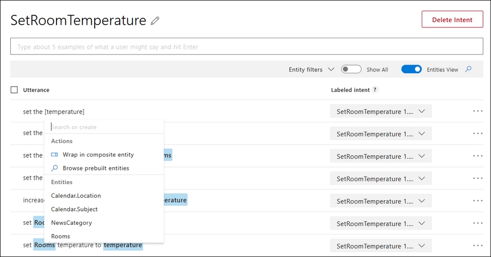 Understanding what the user wants using intents