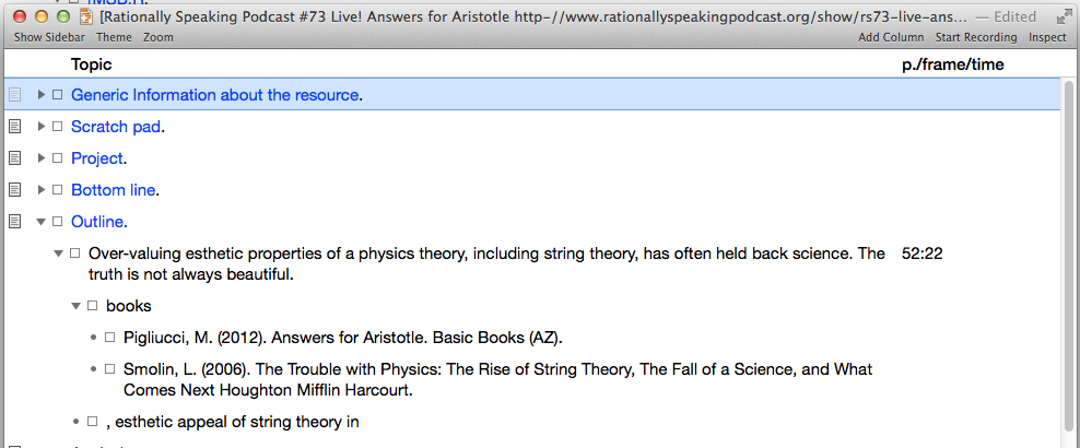 Figure 12.3 A Portion of a Meta-doc (Note the index column)