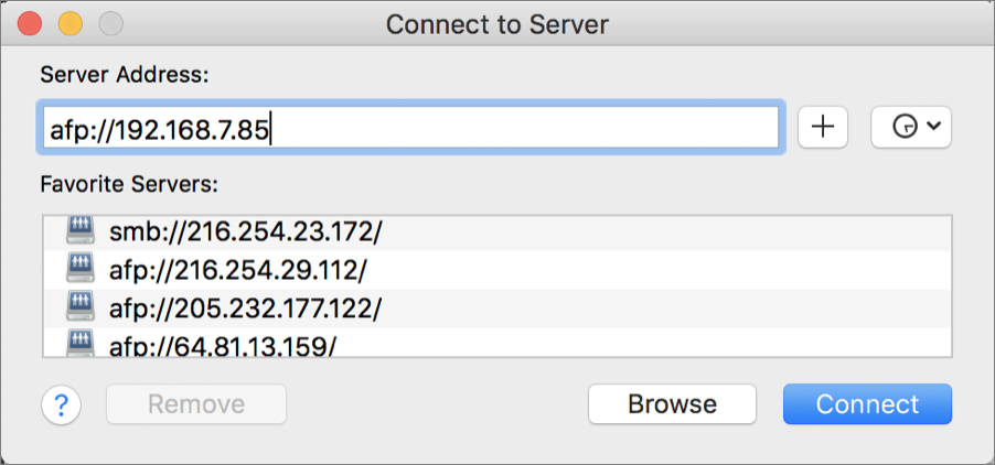 Figure 50: Connect to the NAS using its local IP address.