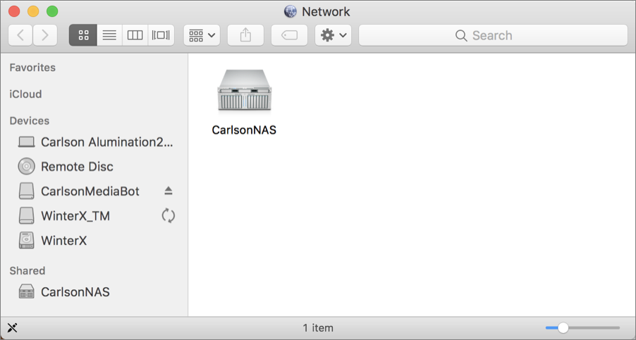 Figure 51: If you click Browse, a Finder window reveals computers (including the NAS) on the network.