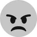 An emoji of an angry face.