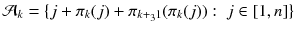 
$$\displaystyle{ \mathcal{A}_{k} =\{ j +\pi _{k}(j) +\pi _{k+_{3}1}(\pi _{k}(j)):\ j \in [1,n]\} }$$
