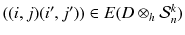 
$$((i,j)(i^{{\prime}},j^{{\prime}})) \in E(D \otimes _{h}\mathcal{S}_{n}^{k})$$
