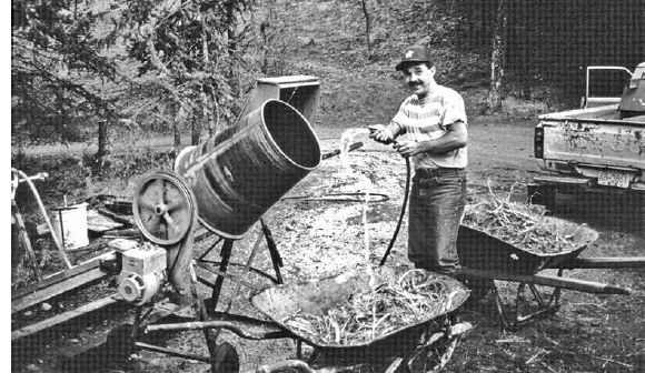 A cement mixer makes an excellent ginseng root washer...